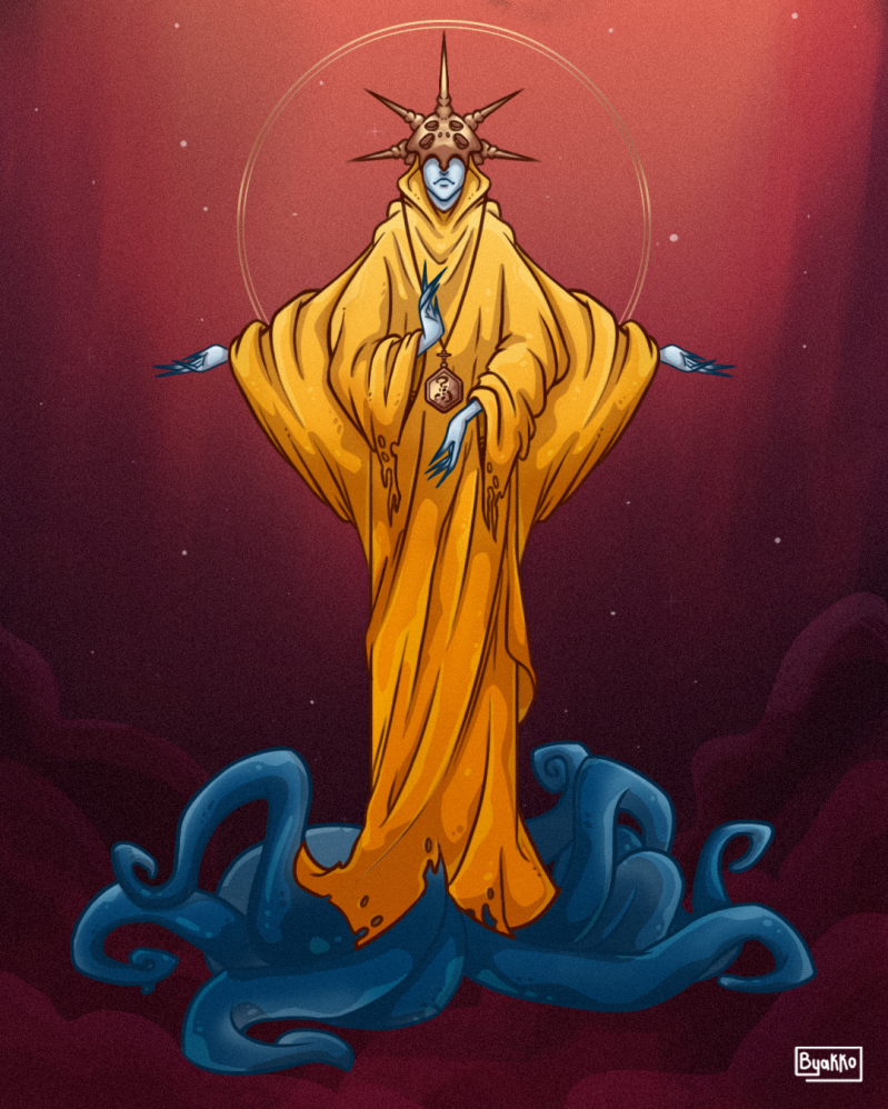 'The yellow king' I like cosmic horror stories, I wanted to start a deck of arcana with these