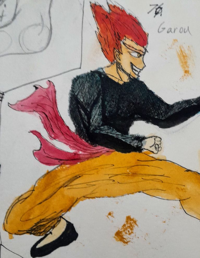 Garou from One Punch Man. Watercolor