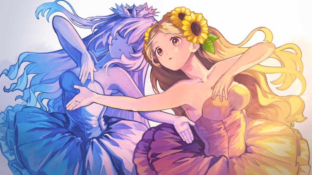 ひまわりのワルツ】咲いたひまわりと枯れたひまわりをモチーフとした